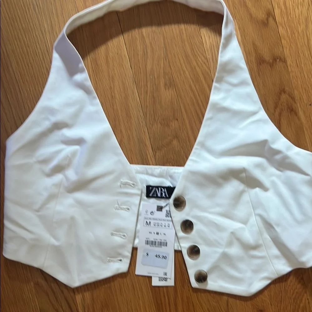 Zara BNWT Halter cropped vest, Sz M - Picture 1 of 3